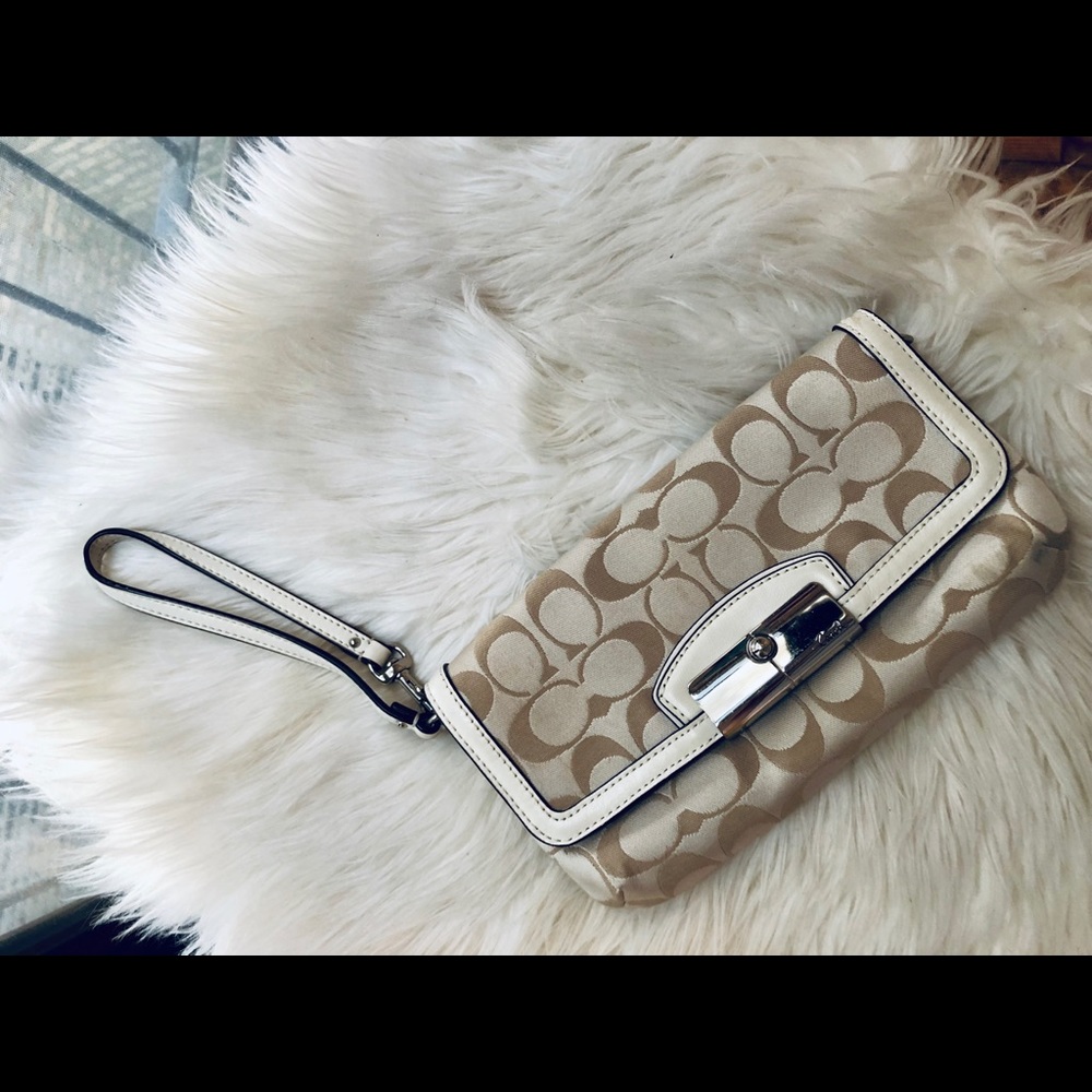 Coach cream and blush Wristlet
